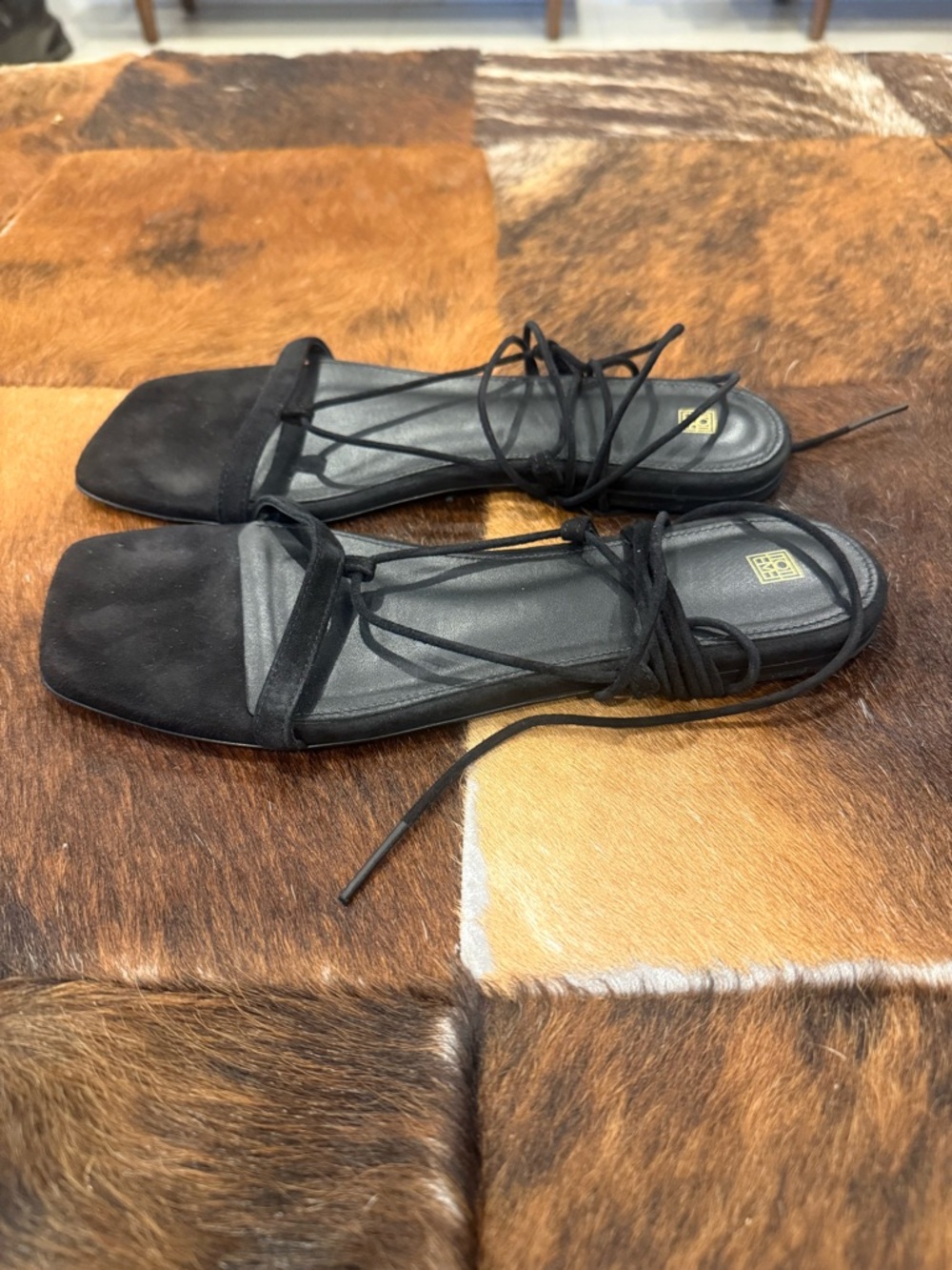 Toteme Black Suede Ankle Toe Sandals - Picture 4 of 7